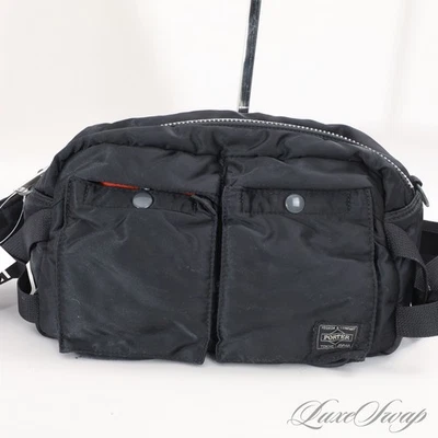 Bolso de Ciudad Porter Tokyo Hecho en Japón Negro Satén Acolchado Naranja Forrado Nuevo sin Etiquetas Sin Reserva Foto 1 de 4