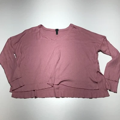 Wild Fable T-Shirt Size M Dusty Rose Ribbed Relaxed Oversize Fit  V-Neck Stretch - Image 1 of 4