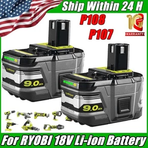 For RYOBI P107 P108 18V 6.0 8.0 9.0 12.0AH High Capacity Lithium Battery/Charger - Picture 1 of 17