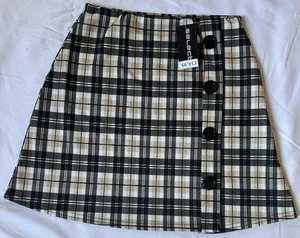 SELECT Check Button Side Mini Skirt Pale Sand, Size 10, BNWT, RRP £14.99 - Picture 1 of 5