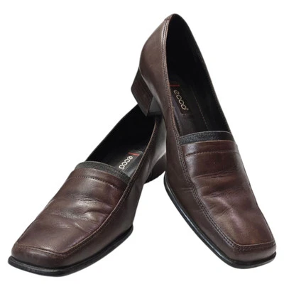 ECCO Mujer Mocasines Zapatos de Vestir Tacones Cuero Marrón Eur Talla 36 EE. UU. 6-6,5 Foto 1 de 4
