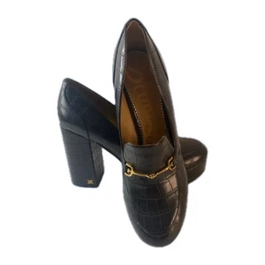 Sam Edelman Rowe Platform Block Heel Pumps Shoes US 9 Croc Embossed - Picture 1 of 14