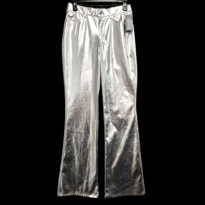 Pantalones acampanados metálicos Wild Fable para mujer talla 4 tiro alto plateados imitación cuero NUEVO Foto 1 de 4