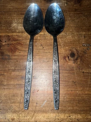 2 Rogers Co Korea Stanley Roberts LA SPANA Stainless Flatware Dinner Spoons - Image 1 of 4