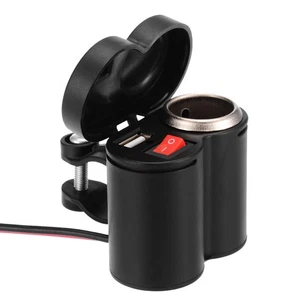 12V/24V Motorcycle Waterproof Cigarette Lighter Car Chargerl USB With Switch Set - Photo 1 sur 7
