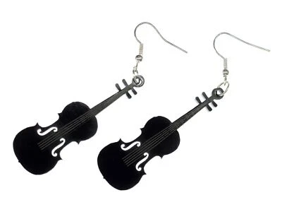 Violin Earrings Miniblings Pendants Music Viola Black - Image 1 of 3