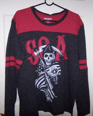 Sons of Anarchy Shirt Men’s xl Long Sleeve Crew Neck Gray Red Grim Reaper NWT - Image 1 of 4