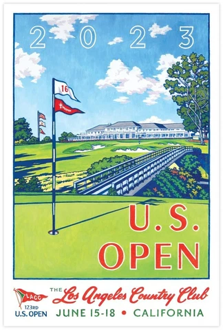 Lee Wybranski Limited Edition 2023 US Open Golf Poster Los Angeles Country Club Cover