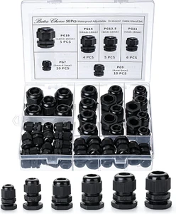 Bates Nylon Cable Gland 50 Pcs, 3-16 Mm Cable Gland Connectors Waterproof Cable - Picture 1 of 9