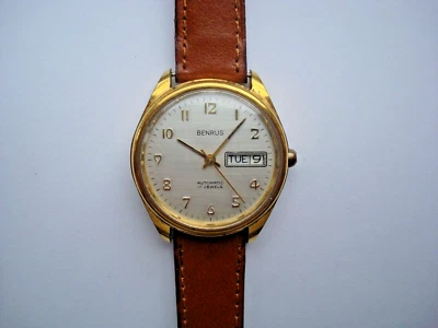 Reloj Automático Hombre Benrus 1663S 17j. Marcadores numéricos día fecha banda nueva funciona Foto 1 de 4