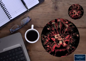 GREMLINS GIZMO INSPIRED ART CUSTOM ROUND MOUSE PAD & DRINK COASTER 2pc GIFT SET - Picture 1 of 1