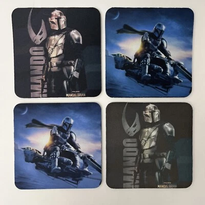 STAR WARS MANDALORIAN Grogu Baby Yoda Custom Rubber Drink Coasters Lot Of 4 - Image 1 of 4