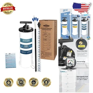Efficient Oil Change with FIRSTINFO 9L Manual Extractor, 5 Tubes + Safety Gauge - Picture 1 of 7