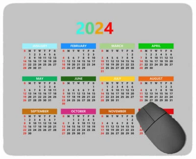 Calendar 2024 Year Mouse Pad,solid Color Mouse Pad with Stitched Edge - Image 1 of 4