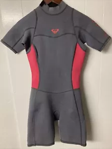 ROXY Womens Syncro Series 2:2 Back Zip Shorty Wetsuit Surfing Beach Pink/Grey - Picture 1 of 24