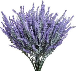 8 Bundles Artificial Flowers Fake Lavender Plant Artificial Lavender Bouquet Fau - Picture 1 of 7