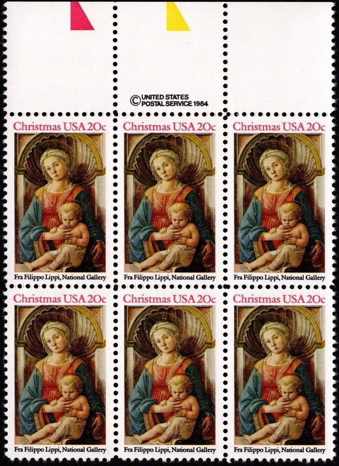 US - 1984 - 20 Cents Religious Christmas Madonna Issue Copyright Block #2107 NH - Image 1 of 1