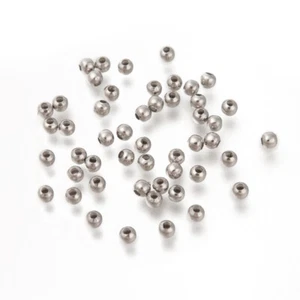 100x 316 Stainless Steel Spacer Round Beads - Silver 3mm with 1mm Hole UK - Picture 1 of 3
