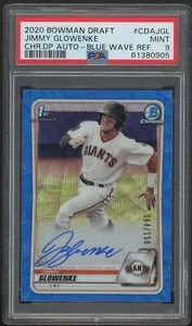 2020 Bowman Draft Chrome JIMMY GLOWENKE BLUE WAVE REFRACTOR AUTO PSA 9 64/150 - Picture 1 of 1