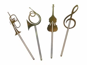 4x Musikinstrument Lesezeichen Miniblings Musik Gitarre Trompete Leseband Buch - Bild 1 von 4