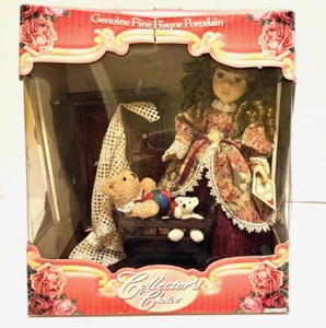 Collectors Choice Genuine Fine Bisque Porcelain Doll ~ w/Wardrobe, Crib, Toys - Picture 1 of 16