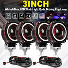 4X 3" Inch Led Work Light Spot Pods Fog Driving + 2X Wire Motor Offroad Atv Suv