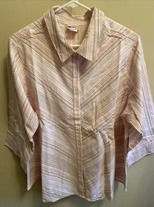 American Sweetheart Women’s Striped Button Down Shirt X-large XL New - Picture 1 of 4