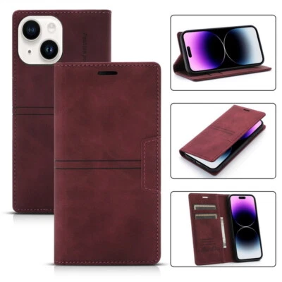 ShockProof Leather Card Wallet Case For iPhone 16 15 14 Pro Max 13 12 8 7 Cover - Image 1 of 4