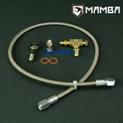 MAMBA Universal Turbo Oil Feed Line Kit Garrett T25 T28 Dynamic Type / 100cm 4AN - Image 1 of 4