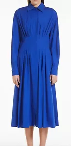 New MaxMara Studio $595 48IT/fit 12-14US Poplin Button-Down/Pleats Shirt-Dress - Picture 1 of 16
