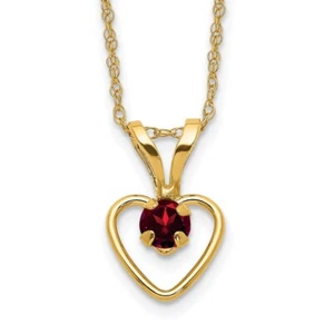 Real 14kt Yellow Gold Madi K 3mm Garnet Heart Birthstone Necklace; 15 inch - Picture 1 of 6