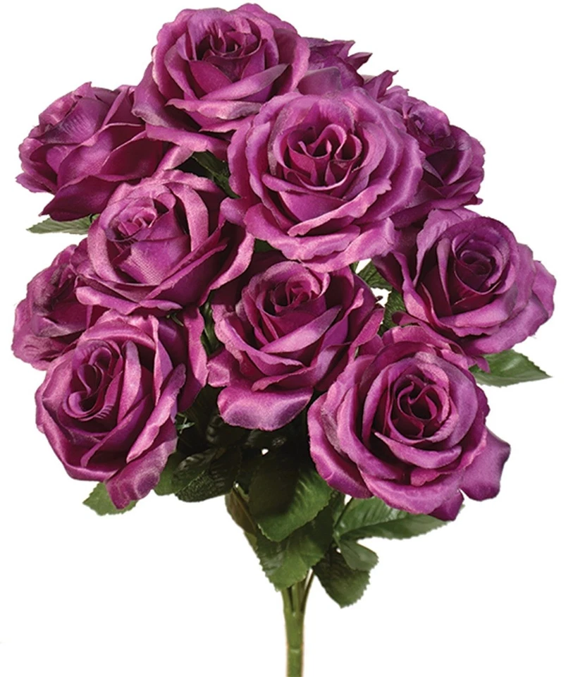 12 Artificial 4" Open Roses Silk Flowers Wedding Bouquets Centerpieces Fake Faux - Image 1 of 1