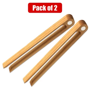 AEX Eco-Friendly Bamboo 2XWooden Toaster Tongs Reusable Kitchen Tool for Cooking - Picture 1 of 7