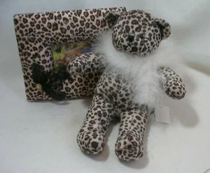 Peluche orso con cornice stampa leopardata con boa piuma set 2 pezzi - Foto 1 di 7