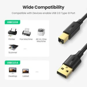 5M Universal Printer Scanner Cable USB 2.0 Type A Male to B Male GOLD PLATED - Picture 1 of 6