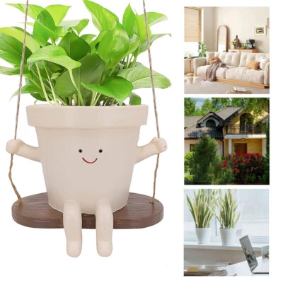 Swing Face Planter Swinging Plant Sukkulenten Pflanzkorb Regenfester Blumentopf - Bild 1 von 4