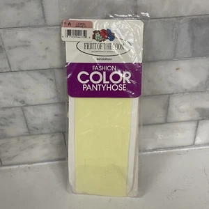 Vtg Fruit of the Loom Sheer Sandalfoot Fashion Color Pantyhose Lemon Yellow A - Picture 1 of 2