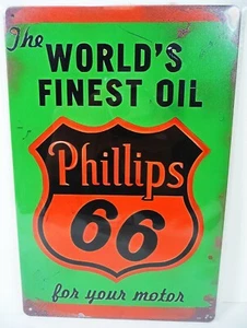 Vintage PHILLIPS 66 MOTOR OIL Metal DISPLAY SIGN Reproduction - Picture 1 of 1