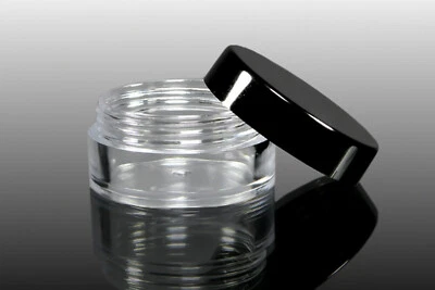 TIEGEL.ONLINE 50x 10 ml Leere Acryl Dose Tiegel Tigel Dosen Rund Deckel schwarz S39