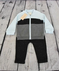 First Impressions Baby Boys Zip Up Sweatpants Set Diamond Blue Size 3-6m - Picture 1 of 8