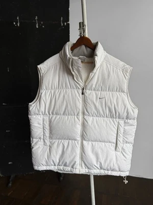 Nike Mens Vintage 90s White Small Swoosh Logo Puffer Vest Jacket Y2K Size XXL - Image 1 of 4