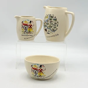 Wales Pontypridd Souvenir 3 Stück Zuckerdose, Milchkännchen & Sirupkrüge nicht zu verwenden! - Bild 1 von 16
