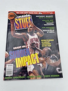 1995 JANUARY NBA INSIDE STUFF MAGAZINE GRANT HILL FRONT COVER With Cards! - Foto 1 di 3
