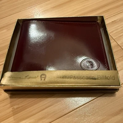 Aigner Burgundy Leather Bifold Passcase Billfold Wallet Vintage NIB w/ Inserts - Image 1 of 4
