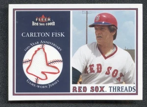Camiseta deportiva Fleer Red Sox 2001 100th Carlton Fisk juego usada - Imagen 1 de 2