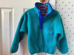 Vtg PATAGONIA Boys Girls USA MADE SNAP T SYNCHILLA Fleece Pullover Jacket Size 6 - Picture 1 of 14