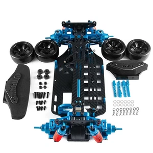 RC 1/10 4WD Alloy & Carbon Frame Kit Adjustable Swing Arm For TT01 Racing Car - Foto 1 di 7