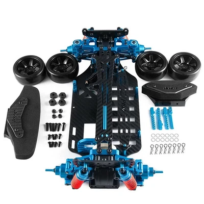 RC 1/10 4WD Alloy & Carbon Frame Kit Adjustable Swing Arm For TT01 Racing Car - Immagine 1 di 4