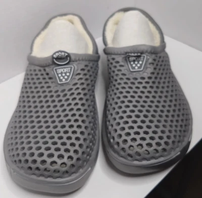 Nuevos zuecos deportivos forrados de piel de felpa gris para mujer talla 8 Foto 1 de 4