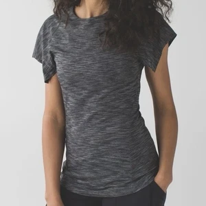 Camiseta de despegue Lululemon & Go gris jaspeado negra para mujer talla 10 atletismo correr - Imagen 1 de 11